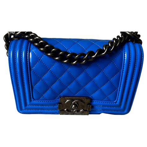 chanel small boy bag blue